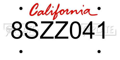 8SZZ041 California License Plate