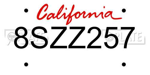 8SZZ257 California License Plate