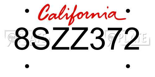 8SZZ372 California License Plate