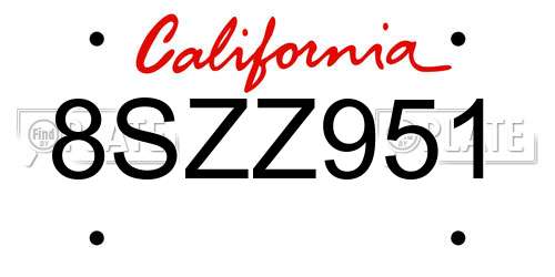 8SZZ951 California License Plate