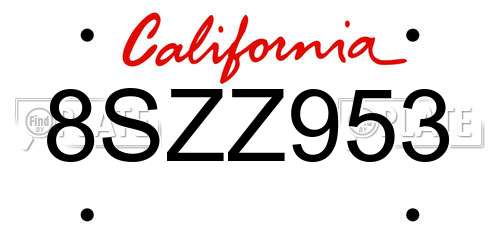 8SZZ953 California License Plate