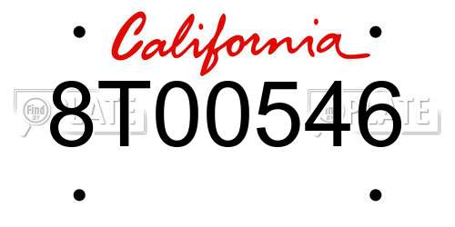8T00546 California License Plate