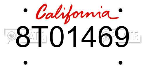 8T01469 California License Plate