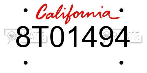 8T01494 California License Plate