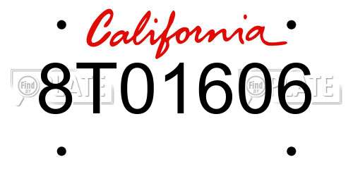 8T01606 California License Plate