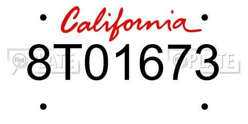 8T01673 California License Plate