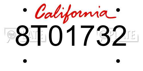 8T01732 California License Plate