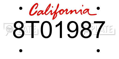 8T01987 California License Plate