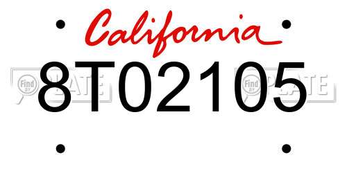 8T02105 California License Plate