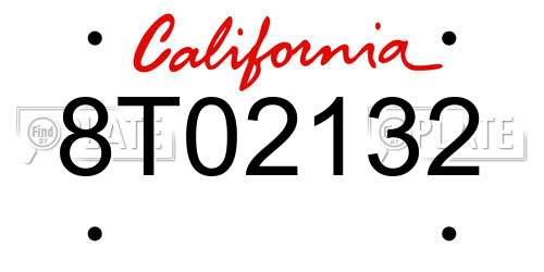 8T02132 California License Plate