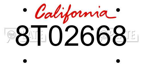 8T02668 California License Plate