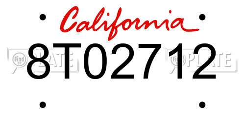 8T02712 California License Plate