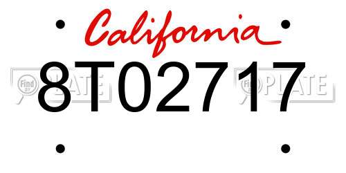 8T02717 California License Plate