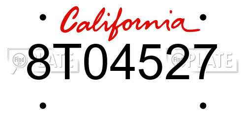 8T04527 California License Plate