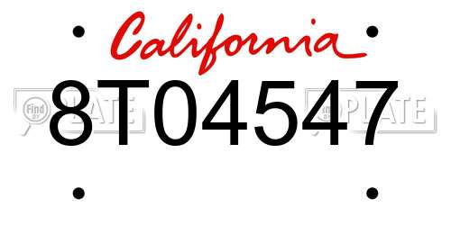 8T04547 California License Plate