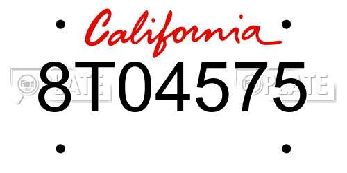 8T04575 California License Plate