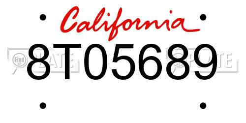 8T05689 California License Plate