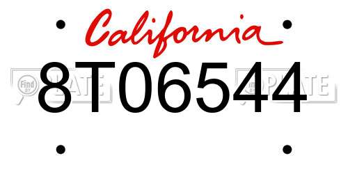 8T06544 California License Plate