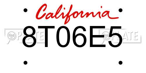 8T06E5 California License Plate