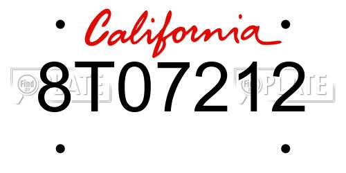 8T07212 California License Plate