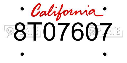 8T07607 California License Plate