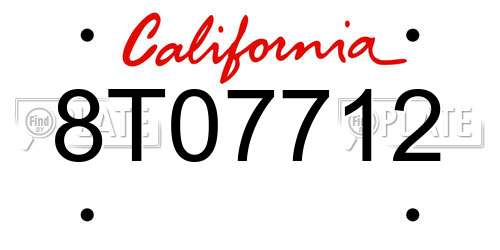 8T07712 California License Plate