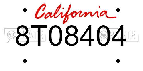 8T08404 California License Plate