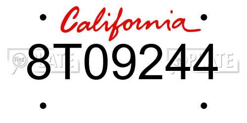 8T09244 California License Plate