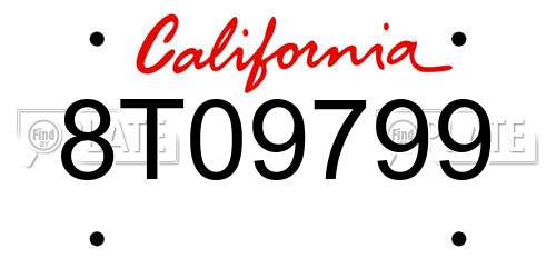 8T09799 California License Plate