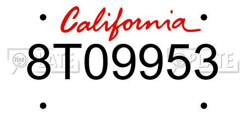 8T09953 California License Plate