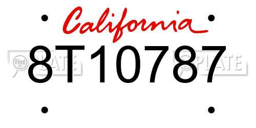 8T10787 California License Plate