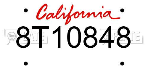 8T10848 California License Plate