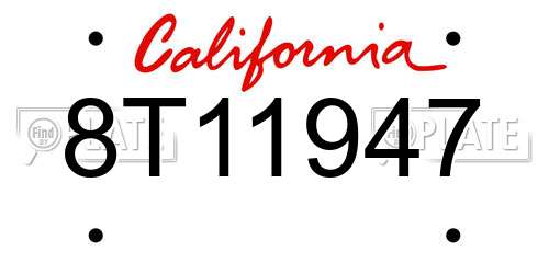 8T11947 California License Plate