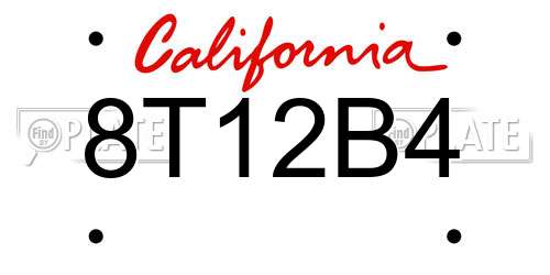 8T12B4 California License Plate