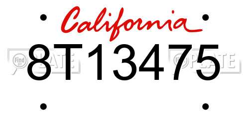 8T13475 California License Plate