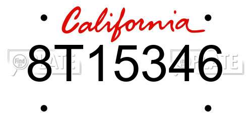 8T15346 California License Plate