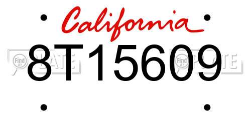 8T15609 California License Plate