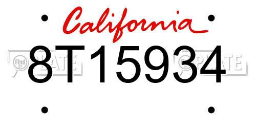 8T15934 California License Plate
