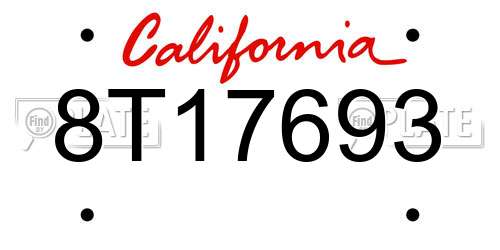 8T17693 California License Plate