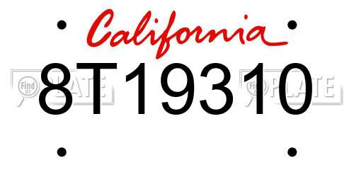 8T19310 California License Plate