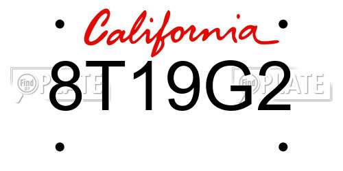 8T19G2 California License Plate