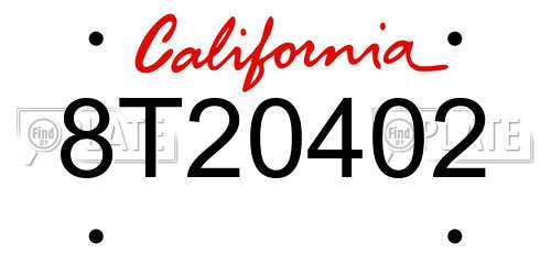 8T20402 California License Plate