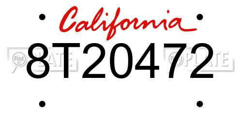 8T20472 California License Plate