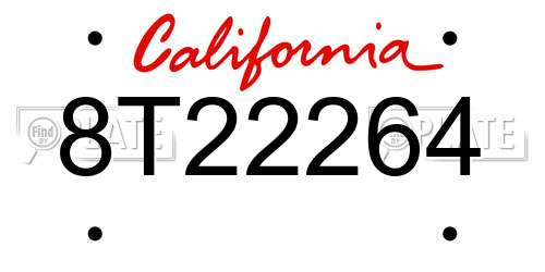 8T22264 California License Plate