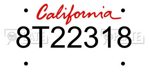 8T22318 California License Plate