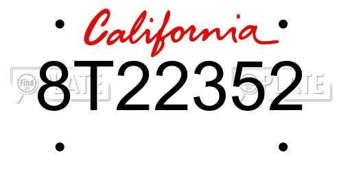 8T22352 California License Plate