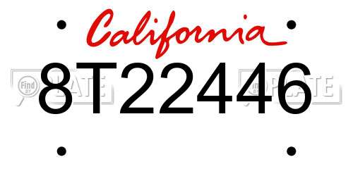8T22446 California License Plate
