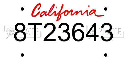 8T23643 California License Plate
