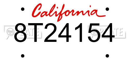 8T24154 California License Plate