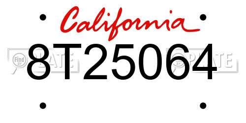 8T25064 California License Plate